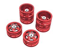 QWHTYO Pneu de Roue RC Voiture Compatible avec WPL C14 C24 B14 B24 B16 pour MN78 pour MN99S 4X4 4WD 1/16 1/12 RC, Pièce De Voiture De Camion, Jantes De Moyeu De Roue À Billes en Métal avec Pneus(Red)