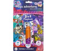 Qwi Toy 3in1 Livre de jeu pour enfants Livre de coloriage sur l'eau - Dessiner avec de l'eau avec un stylo de coloriage sur l'eau, pages dépliantes et autocollants inclus