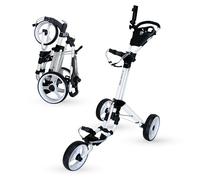 QWIK-Fold Chariot À 3 Roues Chariot De Golf À Pousser À Tirer - Frein Au Pied - Une Seconde pour L'Ouvrir Et Le Fermer ! (Blanc/Blanc)
