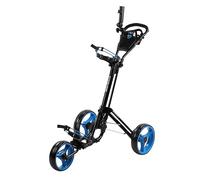 Qwik-Fold Chariot de Golf à Trois Roues à Pliage Rapide - Pédale de Frein - Dépliage et repliage en 1 Seconde (Noir/Bleu)