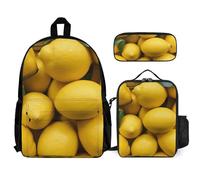 QWJKM A Pile of Little Lemon Ensemble sac à dos de voyage pour ordinateur portable avec sac à déjeuner isotherme et trousse à crayons, sac à dos décontracté, blanc, 30,5 x 14 x 41,9 cm, blanc,