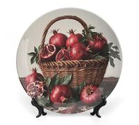 QWJKM Assiettes décoratives en porcelaine anglaise avec présentoir grenades dans un panier, assiettes à salade, assiettes à dessert en porcelaine, plats de service, décoration artistique pour salon,