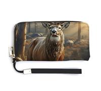 QWJKM Deer Hunting Season Portefeuille en cuir pour porte-monnaie unisexe fin avec fermeture éclair, blanc, 20 x 10,5 cm, blanc, 20.0*10.5cm