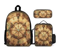 QWJKM Ensemble sac à dos de voyage pour ordinateur portable avec sac à déjeuner isotherme et trousse à crayons, motif carte au trésor, blanc, 30,5 x 14 x 41,9 cm, blanc, 12x5.5x16.5 inches