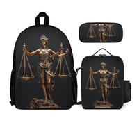 QWJKM Ensemble sac à dos de voyage pour ordinateur portable avec sac à déjeuner isotherme et trousse à crayons, motif statue en bronze, blanc, 30,5 x 14 x 41,9 cm, blanc, 12x5.5x16.5 inches