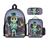 QWJKM Ensemble sac à dos de voyage pour ordinateur portable avec sac à déjeuner isotherme, trousse à crayons, sac à dos décontracté, blanc, 30,5 x 14 x 41,9 cm, blanc, 12x5.5x16.5 inches