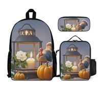 QWJKM Ensemble sac à dos de voyage pour ordinateur portable avec sac à déjeuner isotherme, trousse à crayons, sac à dos décontracté, blanc, 30,5 x 14 x 41,9 cm, blanc, 12x5.5x16.5 inches