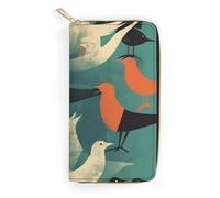 QWJKM Flock Of Birds Portefeuille en cuir pour homme et femme avec fermeture éclair et porte-cartes Blanc 19,7 x 10,5 cm, blanc, 19.7x10.5cm