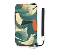 QWJKM Flock Of Birds Portefeuille en cuir pour homme et femme - Portefeuille long vertical fin avec fermeture éclair et porte-cartes - Blanc - 20 x 10,5 cm, blanc, 20x10.5cm