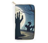 QWJKM Graveyard Portefeuille en cuir pour homme et femme avec fermeture éclair et porte-cartes Blanc 19,7 x 10,5 cm, blanc, 19.7x10.5cm