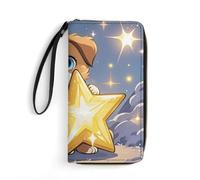 QWJKM Happy Little Dog Portefeuille en cuir pour homme et femme, portefeuille vertical fin avec fermeture éclair et porte-cartes blanc, 19,7 x 10,5 cm, blanc, 19.7x10.5cm