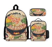 QWJKM Hot Pot Ensemble sac à dos de voyage pour ordinateur portable avec sac à déjeuner isotherme et trousse à crayons, sac à dos décontracté, blanc, 30,5 x 14 x 41,9 cm, blanc, 12x5.5x16.5 inches