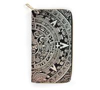 QWJKM Mayan Calendar End Of The World Portefeuille en cuir pour homme et femme - Portefeuille vertical fin avec fermeture éclair et porte-cartes - Blanc - 19,7 x 10,5 cm, blanc, 19.7x10.5cm