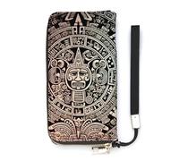 QWJKM Mayan Calendar End Of The World Portefeuille en cuir pour homme et femme Portefeuille vertical fin avec fermeture éclair et porte-cartes Blanc 20 x 10,5 cm, blanc, 20x10.5cm