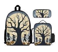 QWJKM Moon Dance at Night Ensemble sac à dos de voyage pour ordinateur portable avec sac à déjeuner isotherme et trousse à crayons Blanc 30,5 x 14 x 41,9 cm, blanc, 12x5.5x16.5 inches