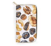 QWJKM Nuts And Dried Fruits Portefeuille en cuir pour homme et femme Portefeuille vertical fin avec fermeture éclair et porte-cartes Blanc 19,7 x 10,5 cm, blanc, 19.7x10.5cm