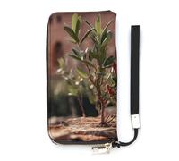 QWJKM Plants Among Portefeuille en cuir pour homme et femme avec fermeture éclair et porte-cartes Blanc 20 x 10,5 cm, blanc, 20x10.5cm