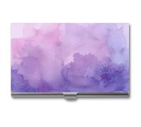 QWJKM Porte-cartes de visite souple violet pour homme et femme - Porte-cartes de visite fin - Porte-cartes de visite - Portefeuille pour cartes de crédit et d'identité - Étui en métal, Argenté,