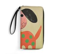 QWJKM Portefeuille en cuir avec oreilles noires pour homme et femme, portefeuille long vertical fin avec fermeture éclair et porte-cartes blanc, 19,7 x 10,5 cm, blanc, 19.7x10.5cm