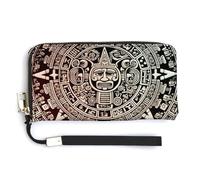 QWJKM Portefeuille en cuir fin du monde Maya pour porte-monnaie unisexe fin avec fermeture éclair, blanc, 20 x 10,5 cm, blanc, 20.0*10.5cm