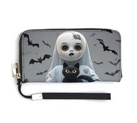 QWJKM Portefeuille en cuir motif de poupée cauchemar pour porte-monnaie unisexe fin avec fermeture éclair, blanc, 20 x 10,5 cm, blanc, 20.0*10.5cm