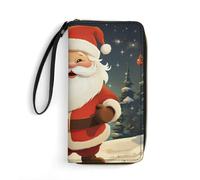 QWJKM Portefeuille long en cuir avec fermeture éclair et porte-cartes Motif Père Noël pour homme et femme Blanc 19,7 x 10,5 cm, blanc, 19.7x10.5cm