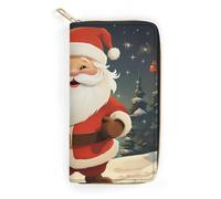 QWJKM Portefeuille long en cuir avec fermeture éclair et porte-cartes Motif Père Noël pour homme et femme Blanc 19,7 x 10,5 cm, blanc, 19.7x10.5cm