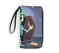 QWJKM Portefeuille long en cuir avec fermeture éclair et porte-cartes pour homme et femme, blanc, 19,7 x 10,5 cm, blanc, 19.7x10.5cm