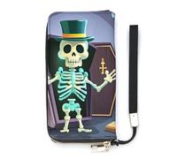 QWJKM Portefeuille long en cuir avec fermeture éclair et porte-cartes pour homme et femme, blanc, 20 x 10,5 cm, blanc, 20x10.5cm