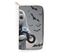 QWJKM Portefeuille long en cuir avec fermeture éclair et porte-cartes pour homme et femme Motif poupée cauchemar Blanc 19,7 x 10,5 cm, blanc, 19.7x10.5cm