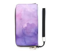 QWJKM Portefeuille long en cuir avec image violette douce pour homme et femme, portefeuille long vertical avec fermeture éclair, porte-cartes blanc, 20 x 10,5 cm, blanc, 20x10.5cm