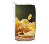 QWJKM Portefeuille vertical fin en cuir avec fermeture éclair et porte-cartes pour homme et femme, blanc, 19,7 x 10,5 cm, blanc, 19.7x10.5cm