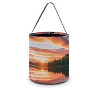 QWJKM Sacs à friandises d'Halloween avec poignées - Paysage du coucher de soleil - Sac fourre-tout d'Halloween - Sacs à bonbons pour Halloween - 20 x 21 cm - Blanc - 20 x 21 cm, blanc, 7.9x8.3 Inches