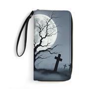 QWJKM Strange Tomb Portefeuille en cuir pour homme et femme - Portefeuille long vertical fin avec fermeture éclair et porte-cartes - Blanc - 19,7 x 10,5 cm, blanc, 19.7x10.5cm