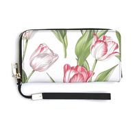 QWJKM The Flowers Are All Portefeuille en cuir rouge pour porte-monnaie unisexe fin avec fermeture éclair, blanc, 20 x 10,5 cm, blanc, 20.0*10.5cm