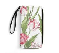 QWJKM The Flowers Are All Portefeuille vertical fin en cuir rouge pour homme et femme avec fermeture éclair et porte-cartes Blanc 19,7 x 10,5 cm, blanc, 19.7x10.5cm