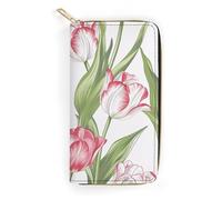QWJKM The Flowers Are All Portefeuille vertical fin en cuir rouge pour homme et femme avec fermeture éclair et porte-cartes Blanc 19,7 x 10,5 cm, blanc, 19.7x10.5cm