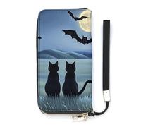 QWJKM The Moon at Night Portefeuille en cuir pour homme et femme - Portefeuille long vertical fin avec fermeture éclair et porte-cartes - Blanc - 20 x 10,5 cm, blanc, 20x10.5cm