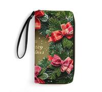 QWJKM The Ribbon on The Christmas Wreath Portefeuille en cuir pour homme et femme - Portefeuille long vertical fin avec fermeture éclair et porte-cartes - Blanc - 19,7 x 10,5 cm, blanc, 19.7x10.5cm
