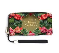 QWJKM The Ribbon on The Christmas Wreath Portefeuille en cuir pour porte-monnaie unisexe fin avec fermeture éclair, blanc, 20 x 10,5 cm, blanc, 20.0*10.5cm