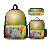 QWJKM The Sun Shines on The Easter Egg Ensemble sac à dos de voyage pour ordinateur portable avec sac à déjeuner isotherme et trousse à crayons Blanc 30,5 x 14 x 41,9 cm, blanc, 12x5.5x16.5 inches