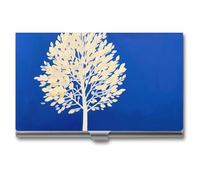 QWJKM The White Tree Porte-cartes de visite pour homme et femme Étui fin en métal pour cartes de visite, cartes de crédit, carte d'identité, Argenté, 3.7x2.2x0.3 Inches