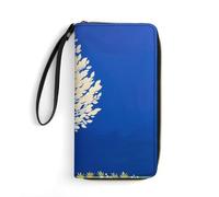 QWJKM The White Tree Portefeuille en cuir pour homme et femme - Portefeuille long vertical fin avec fermeture éclair et porte-cartes - Blanc - 19,7 x 10,5 cm, blanc, 19.7x10.5cm