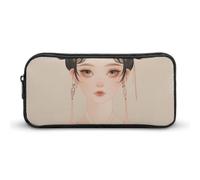 QWJKM Trousse à crayons pour homme et femme à la peau claire - Trousse à crayons portable personnalisée - Trousse à crayons esthétique - Organiseur de bureau pour bureau, blanc, 8.7x2x4.7 inches