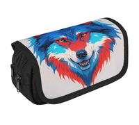 QWJKM Trousse à crayons pour homme et femme - Aquarelle bleue et rouge - Trousse à crayons personnalisée de grande capacité - Trousse à crayons esthétique - Organiseur de bureau mignon pour