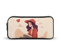 QWJKM Trousse à crayons pour homme et femme assis sur le sol - Trousse à crayons portable personnalisée - Trousse à crayons esthétique, organiseur de bureau pour bureau, blanc, 8.7x2x4.7 inches