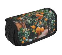 QWJKM Trousse à crayons pour homme et femme avec arbre plein d'oranges - Trousse à crayons personnalisée de grande capacité - Trousse à crayons esthétique - Joli organisateur de bureau pour