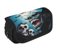 QWJKM Trousse à crayons pour homme et femme avec crocs de vampire - Trousse à crayons personnalisée de grande capacité - Trousse à crayons esthétique - Organiseur de bureau mignon pour fournitures de