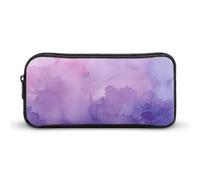 QWJKM Trousse à crayons pour homme et femme avec image violette douce - Trousse à crayons portable personnalisée - Trousse à crayons esthétique - Organiseur de bureau pour bureau, blanc, 8.7x2x4.7