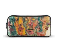 QWJKM Trousse à crayons pour homme et femme avec images abstraites - Trousse à crayons portable personnalisée - Trousse à crayons esthétique - Organiseur de bureau pour bureau, blanc, 8.7x2x4.7 inches